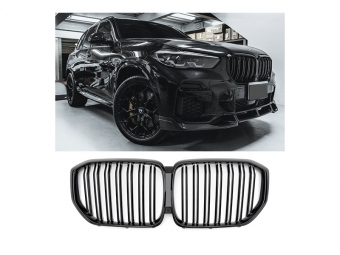 GRELHA DIANTEIRA LAMA DUPLA PRETO BRILHO PARA BMW X5 G05 2018--