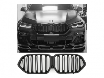 GRELHA DIANTEIRA LAMA DUPLA PRETO FOSCO PARA BMW X6 G06 2019--