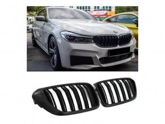 GRELHA DIANTEIRA LAMA DUPLA PRETO BRILHO PARA BMW SERIE 6 G32 2018-2020