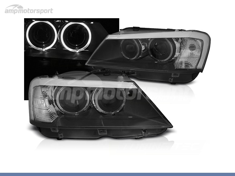 Peça - Farois Dianteiros Angel Eye Pretos Para Bmw X3 F25 2010-2014